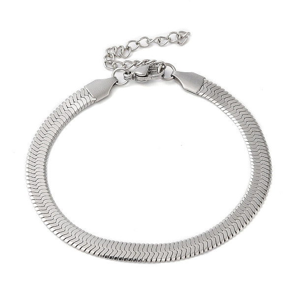 

PandaHall 304 Stainless Steel Herringbone Chain Bracelet for Men Women, Stainless Steel Color, 7-1/8 inch(18cm) 304 Stainless Steel