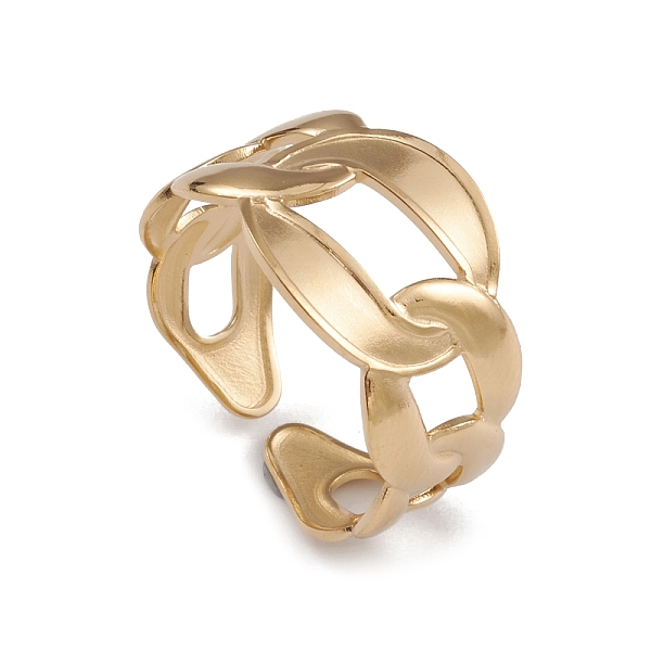 

PandaHall Ion Plating(IP) 304 Stainless Steel Oval Chains Shape Cuff Rings for Women, Real 14K Gold Plated, US Size 5 1/2(16.1mm) 304...