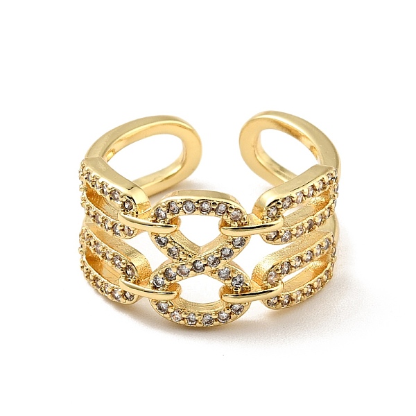 

PandaHall Cubic Zirconia Infinity Open Cuff Ring, Real 18K Gold Plated Brass Jewelry for Women, Cadmium Free & Lead Free, Clear, US Size 5...