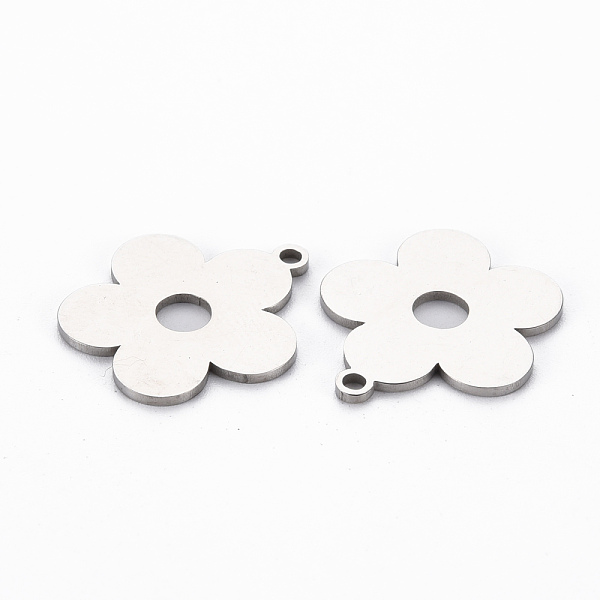 

PandaHall 201 Stainless Steel Pendants, Cut, Flower, Stainless Steel Color, 19x17.5x1mm, Hole: 1.6mm 201 Stainless Steel Flower