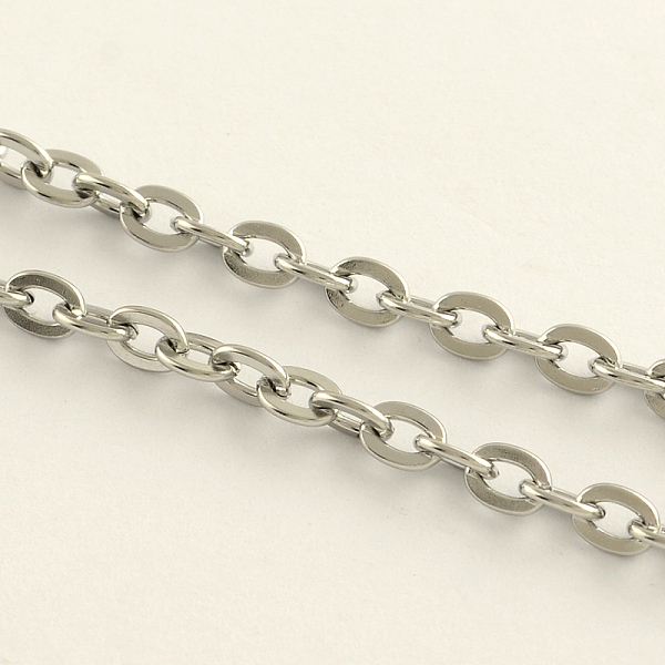 

PandaHall 304 Stainless Steel Cable Chains, Unwelded, with Spool, Flat Oval, Stainless Steel Color, 4x3x0.8mm, about 328.08 Feet(100m)/roll...
