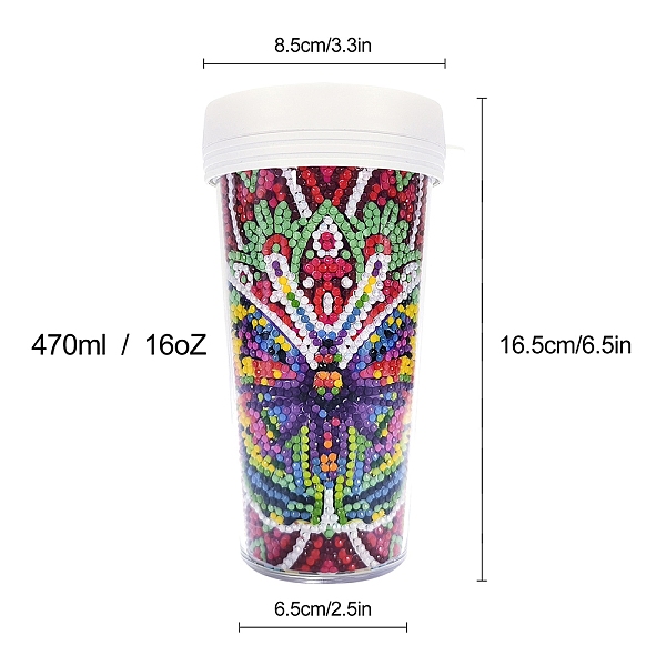 

PandaHall DIY Diamond Painting Cup Kits, with Resin Rhinestones, Diamond Sticky Pen, Tray Plate and Glue Clay, Butterfly, 165x65mm Resin...
