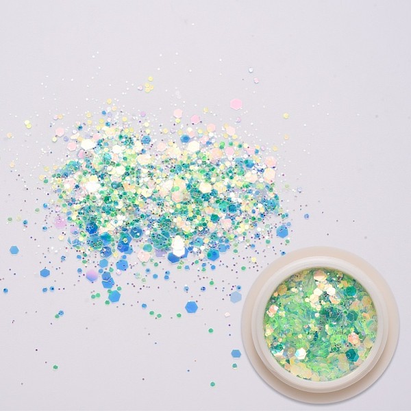 

PandaHall Shiny Nail Art Glitter Flakes, Holographic Nail Sequins Hexagon Iridescent Chameleon Powder, for DIY Design Manicure, Lime Green...
