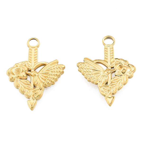 

PandaHall Ion Plating(IP) 201 Stainless Steel Pendant Rhinestone Settings, Flower with Birds, Real 18K Gold Plated, Fit For 1.8mm Rhinestone...