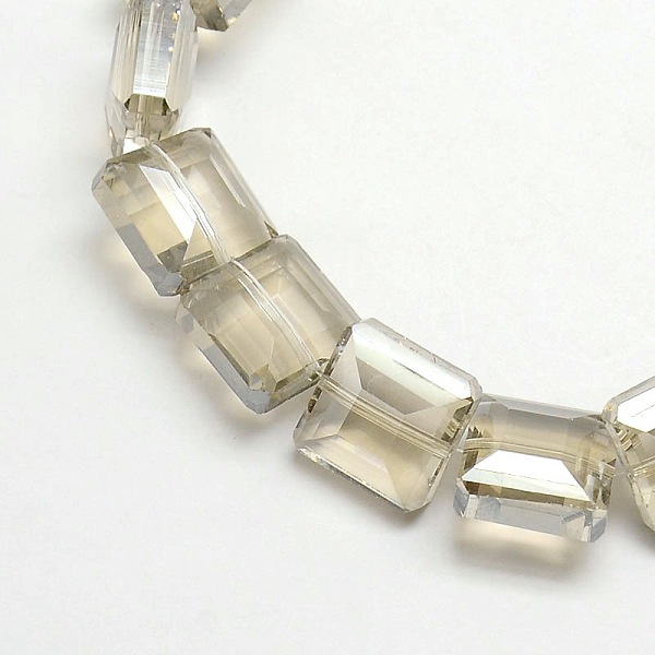 Electroplate Crystal Glass Square Beads Strands