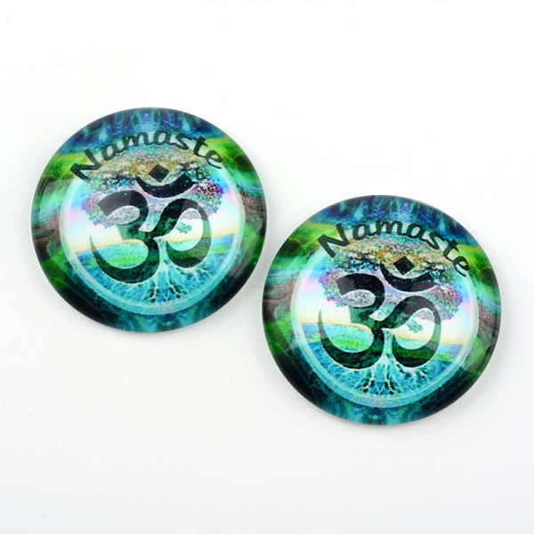 Yoga Theme Glass Cabochons