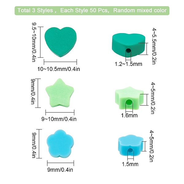 

PandaHall SUNNYCLUE 150 Pcs 3 Styles Handmade Polymer Clay Beads, for DIY Jewelry Crafts Supplies, Star & Heart & Round, Mixed Color..., Multicolor
