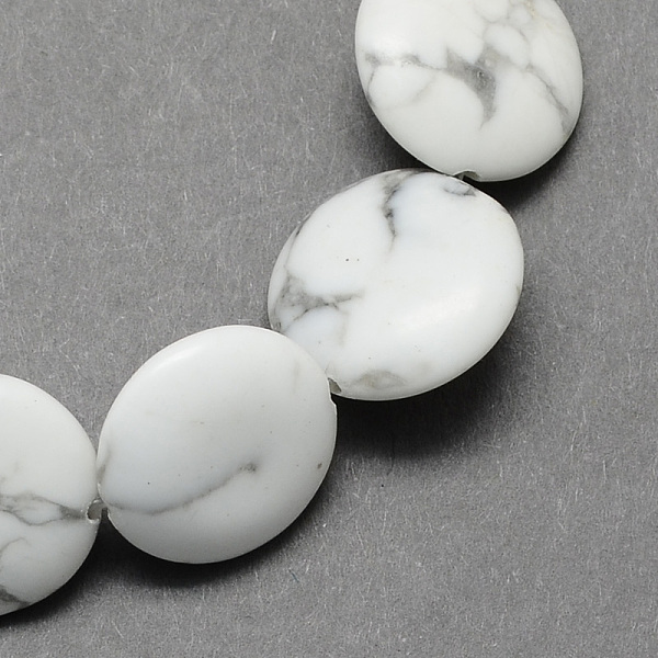 

PandaHall Flat Round Gemstone Natural Howlite Stone Beads Strands, White, 16x5mm, Hole: 1mm, about 25pcs/strand, 16.5 inch Howlite Flat...