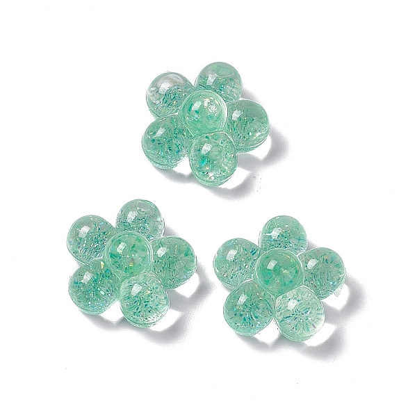 

PandaHall Translucent Acrylic Cabochons, with Glitter Powder, 5-Petal Flower, Green, 24.5x25x12.5mm Acrylic Flower Green