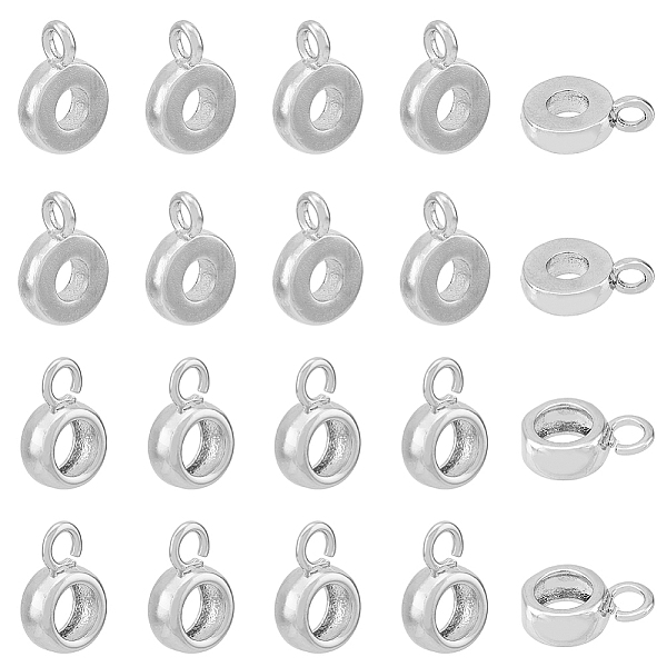 

PandaHall SUPERFINDINGS 28Pcs 2 Style Brass Tube Bails, Loop Bails, Bail Beads, Rondelle, Platinum, 11~11.5x8x3~4mm, Hole: 2mm, Inner...