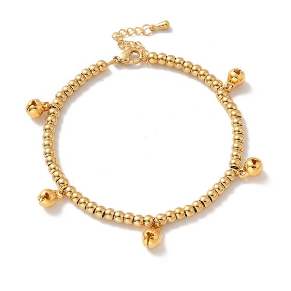 

PandaHall Vacuum Plating 304 Stainless Steel Bell Charm Bracelet with 201 Stainless Steel Round Beads for Women, Golden, 8-5/8 inch(22cm)...