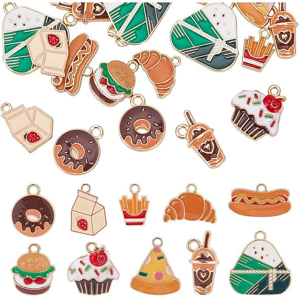 

PandaHall ARRICRAFT 50Pcs 10 Style Alloy Enamel Pendants, Food Charm, Mixed Color, 10~24x10~23x1.5~6mm, Hole: 1.5~2mm, 5pcs/style..., Multicolor
