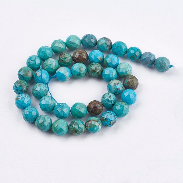 PandaHall Dyed & Heated Natural Howlite Beads Strands, Faceted, Round, 8mm, Hole: 1mm, about 51pcs/strand, 15.9 inch(40.5cm) Howlite Round...