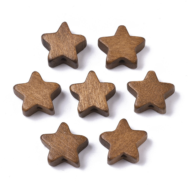 

PandaHall Painted Natural Wood Beads, Star, Peru, 14~15x14~15x5.5mm, Hole: 1.5mm Schima Wood Star Brown