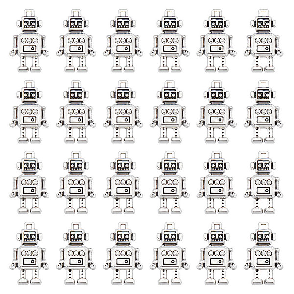 

PandaHall SUNNYCLUE 80Pcs Tibetan Style Alloy Pendants, Robot, Antique Silver, 18x11.5x4mm, Hole: 1mm Alloy Others