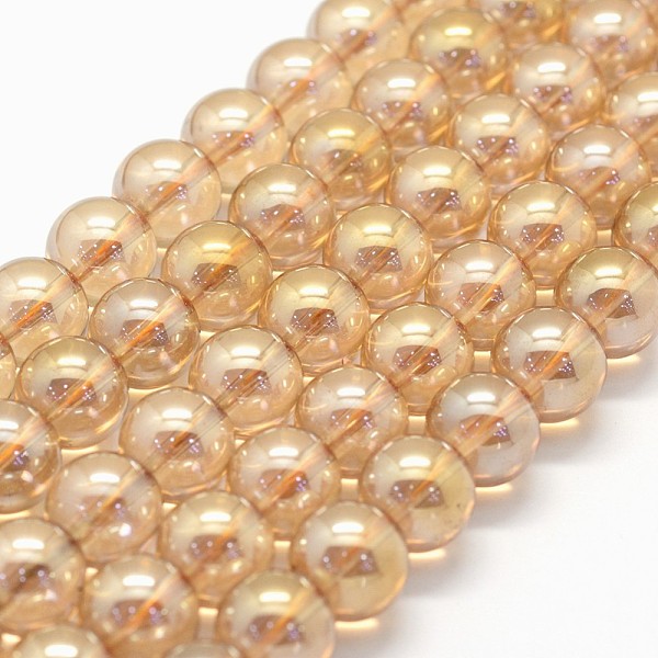 

PandaHall Electroplated Natural Quartz Crystal Beads Strands, Round, Navajo White, 8mm, Hole: 0.8mm, about 49pcs/strand, 15.7 inch Quartz..., Orange