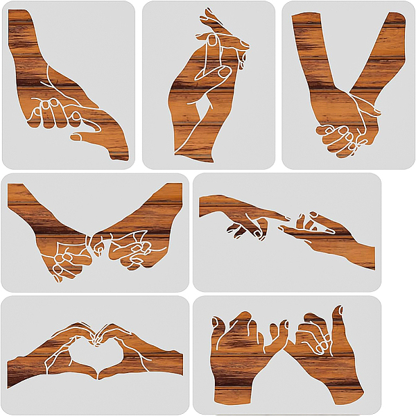 

PandaHall BENECREAT 7 Styles Gesture Pattern Plastic Drawing Painting Stencils, 30x21cm Reusable Couple Gesture Themed Painting Art..., White