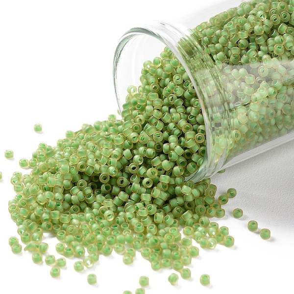 

PandaHall TOHO Round Seed Beads, Japanese Seed Beads, (946FM) Green Lined Citrine Matte, 15/0, 1.5mm, Hole: 0.7mm, about 3000pcs/10g Glass...