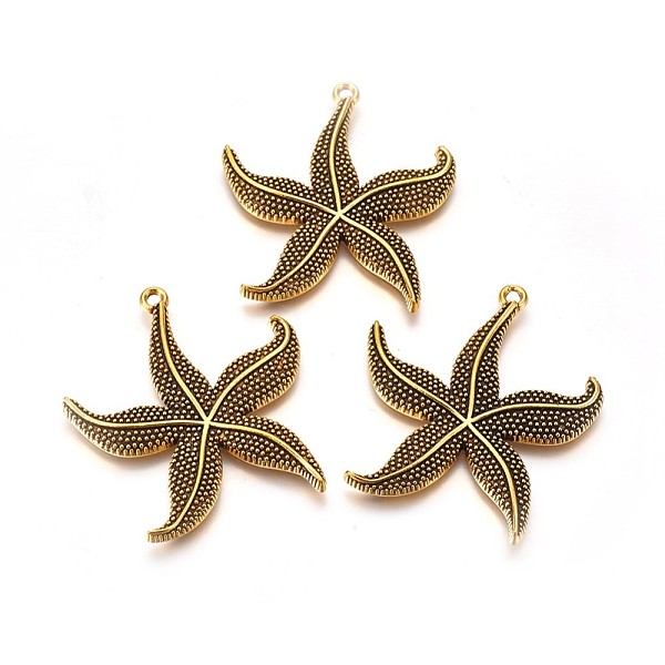 

PandaHall Alloy Pendants, Cadmium Free & Nickel Free & Lead Free, Starfish/Sea Stars, Antique Golden, 49x43.5x4.5mm, Hole: 2.5mm Alloy...