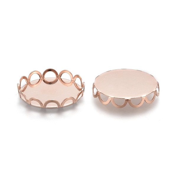 

PandaHall 304 Stainless Steel Cabochon Settings, Lace Edge Bezel Cups, Flat Round, Rose Gold, Tray: 16mm, 17x3mm 304 Stainless Steel Flat...