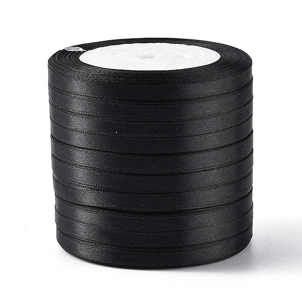 

PandaHall Garment Accessories 1/4 inch(6mm) Satin Ribbon, Black, 25yards/roll(22.86m/roll) Polyester Black