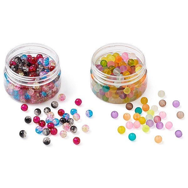 

PandaHall Transparent Frosted Glass Beads and Two Tone Crackle Glass Beads, Round, Mixed Color, 8mm, Hole: 1~1.6mm, 400pcs/set Glass Round..., Multicolor