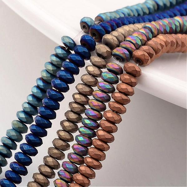 

PandaHall Electroplate Non-magnetic Synthetic Hematite Bead Strands, Frosted, Rondelle, Mixed Color, 4x3mm, Hole: 1mm, about 130pcs/strand...