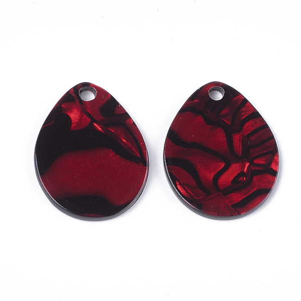 

PandaHall Cellulose Acetate(Resin) Pendants, teardrop, Dark Red, 28x22x2.5mm, Hole: 3mm Cellulose Acetate Teardrop Red