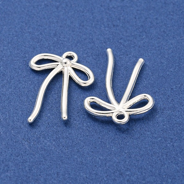 

PandaHall Rack Plating Alloy Pendants, Bowknot Charms, Silver, 19x13x2mm, Hole: 1.4mm Alloy Bowknot