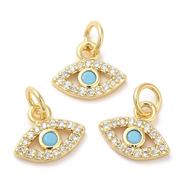 

PandaHall Eco-Friendly Brass Micro Pave Cubic Zirconia Charms, Lead Free & Cadmium Free, Eye, Golden, 8x11x2mm, Hole: 1mm Brass+Cubic..., Clear