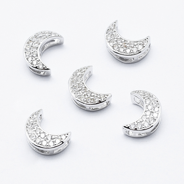 

PandaHall Brass Micro Pave Cubic Zirconia Pendants, Multi-strand Links, Cadmium Free & Nickel Free & Lead Free, Moon, Platinum, 8x6x3mm..., Clear