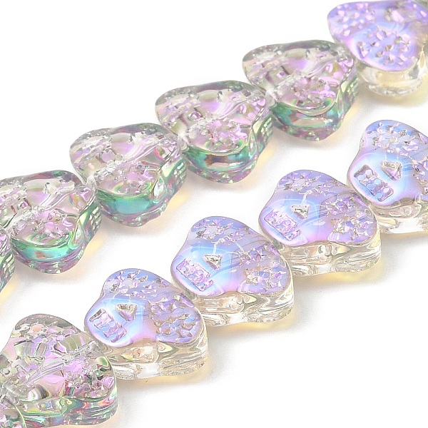 

PandaHall Transparent Electroplate Glass Beads Strands, Rainbow Plated, Skull Head, Medium Orchid, 13x10x6mm, Hole: 1mm, about 65pcs/strand...