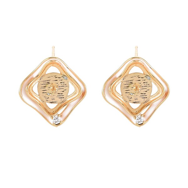 

PandaHall Brass Micro Pave Clear Cubic Zirconia Stud Earring Findings, with Enamel, for Half Drilled Beads, Nickel Free, Rhombus, Real 18K..., White