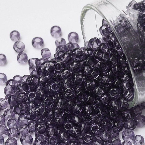 

PandaHall TOHO Round Seed Beads, Japanese Seed Beads, (19) Transparent Sugar Plum, 8/0, 3mm, Hole: 1mm, about 222pcs/bottle, 10g/bottle..., Purple