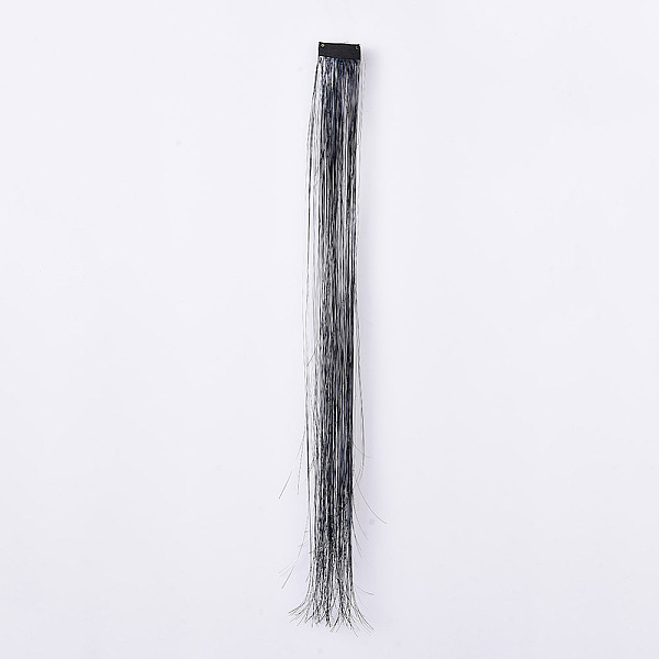 PandaHall Fashion Women's Hair Accessories, with PET & Braid Nylon Metallic Cord Hair Wigs, Black, 500x35mm Nylon Black