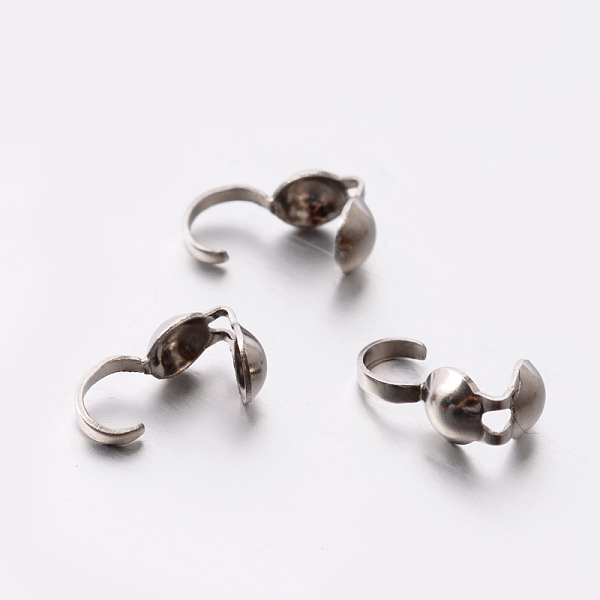 

PandaHall 201 Stainless Steel Bead Tips, Calotte Ends, Clamshell Knot Cover, Stainless Steel Color, 9x4x4mm, Hole: 1mm, 4mm inner diameter...