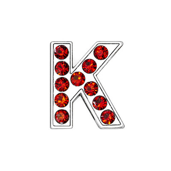 

PandaHall Glass Rhinestone Slide Charms, with Platinum Tone Alloy Finding, Mixed Color, Letter.K, 12mm, Hole: 8x2mm Alloy+Rhinestone Letter..., Multicolor