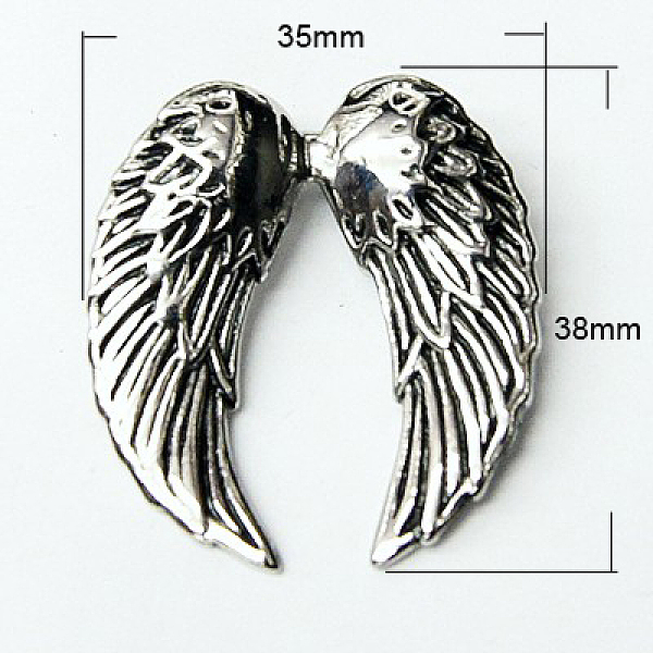 

PandaHall Fashion 304 Stainless Steel Pendants, Wing, Antique Silver, 38x35x4mm, Hole: 4x4mm 304 Stainless Steel Wing