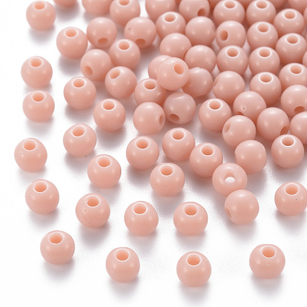 

PandaHall Opaque Acrylic Beads, Round, PeachPuff, 6x5mm, Hole: 1.8mm, about 4065pcs/462g Acrylic Round Brown