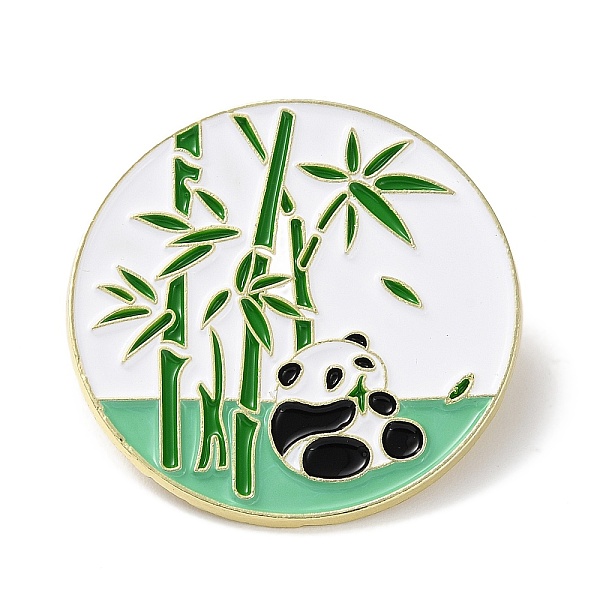 

PandaHall Panda with Bamboo Enamel Pins, Golden Zinc Alloy Cartoon Badge for Backpack Clothes, Green, 35x1.5mm Alloy+Enamel Bamboo Green