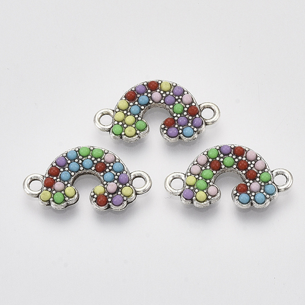 

PandaHall Antique Silver Tone Alloy Links connectors, with Resin, Rainbow, Colorful, 11x20x2.5mm, Hole: 1.8mm Alloy+Resin Rainbow