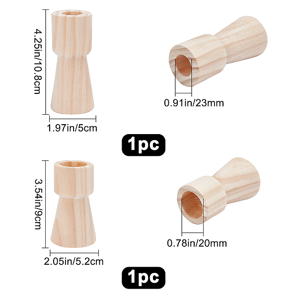 

PandaHall GORGECRAFT 2 Size Unfinished Wooden Candlesticks Wood Holders Rustic Pillar Cup Stands Candlesticks 4/5 Inch Hole Classics for..., Brown