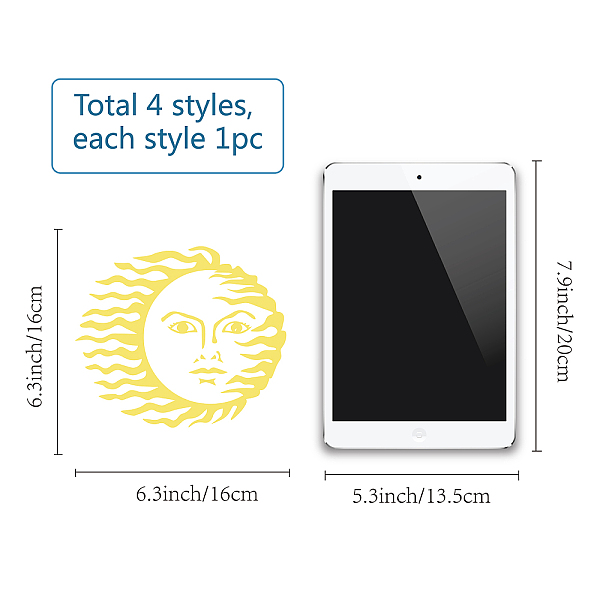 

PandaHall PVC Wall Sticker, Round Shape, for Window or Stairway Home Decoration, Sun Pattern, Sticker: 16x16cm Paper Sun Yellow