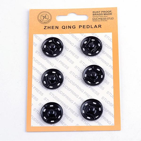 

PandaHall Brass Sewing Snap Button, Press Studs, Garment Buttons, Flat Round, Gunmetal, 17x5.5mm, Hole: 3x1.5mm, 6sets/card Brass Flat Round