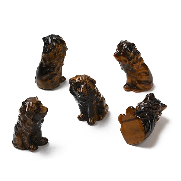 

PandaHall Natural Tiger Eye Sculpture Display Decorations, for Home Office Desk, Lion, 33.5~35x19~20.5x21~23mm Tiger Eye Lion