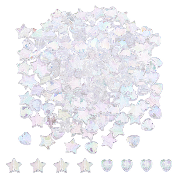 

PandaHall DICOSMETIC Eco-Friendly Transparent Acrylic Beads, Star, Heart, Clear AB, 9~10x8.5~10x4~4.5mm, Hole: 1.5mm, 400pcs/style Acrylic..., White