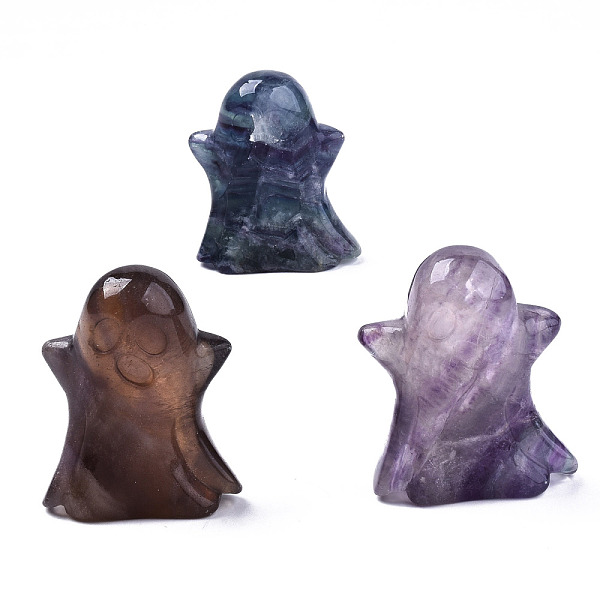 

PandaHall Natural Fluorite Display Decorations, for Halloween, Ghost, 44~46.5x36.5~40.5x19~21.5mm Fluorite Ghost Multicolor