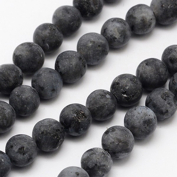 

PandaHall Natural Larvikite Beads Strands, Frosted, Round, 10mm, Hole: 1mm, about 38pcs/strand, 14.9 inch Larvikite Round Black