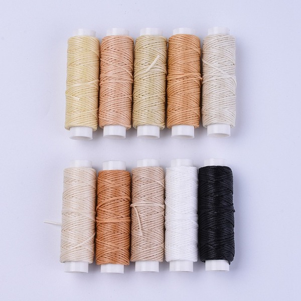 

PandaHall Sewing Threads, Flat Sturdy Strong Bounded, Polyester Leather Sewing Waxed Thread, Mixed Color, 0.8x0.3mm, about 16.4 yards..., Multicolor