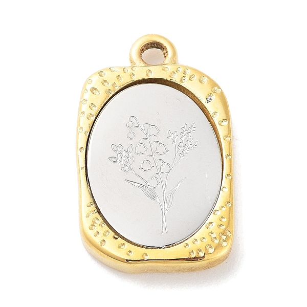 

PandaHall 304 Stainless Steel Pendants, Rectangle with Twelve Zodiac Flower Charm, Golden & Stainless Steel Color, May Lily, 23x14.5x3mm...